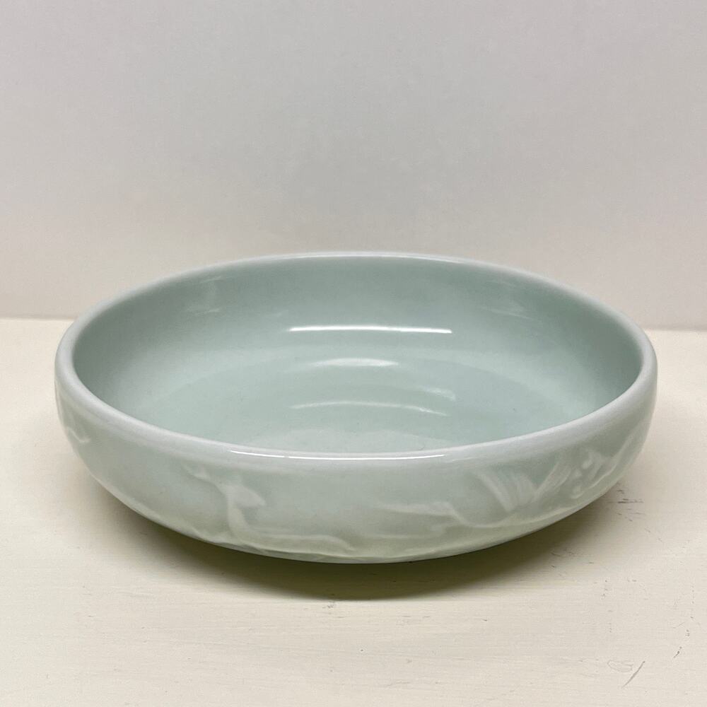 Japanese Celadon Porcelain Shallow Finger Bowl Trinket Dish
